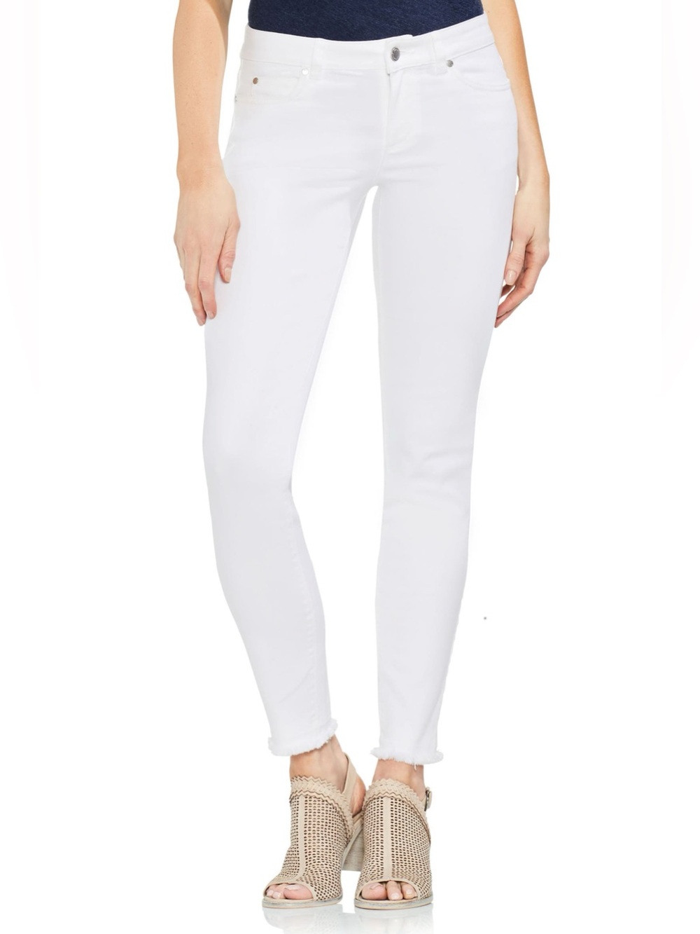 Vince Camuto Fray Hem Skinny Jeans White Size 0 NWT